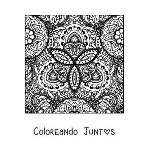 Imagen para colorear de mandala cuadrada estilo Zentangle