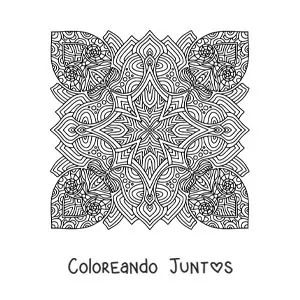 Imagen para colorear de mandala cuadrada estilo Zentangle