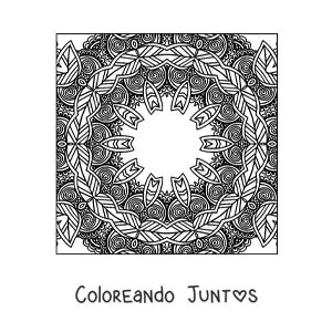 Imagen para colorear de mandala cuadrada estilo Zentangle
