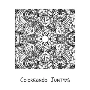 Imagen para colorear de mandala cuadrada estilo Zentangle