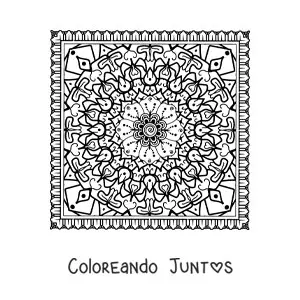 Imagen para colorear de mandala cuadrada difícil