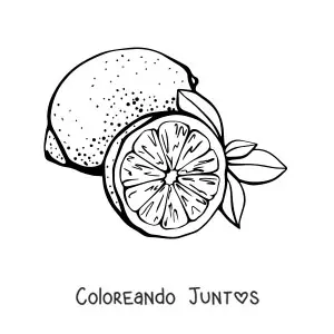 Imagen para colorear de un limón entero y medio limón
