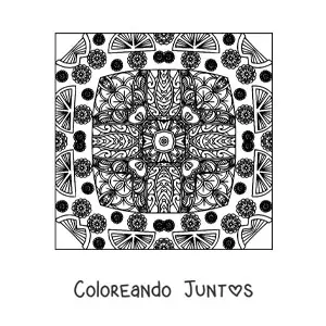 Imagen para colorear de mandala cuadrada abstracta