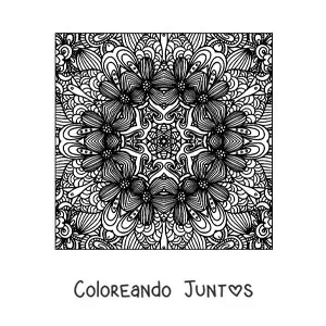 Imagen para colorear de mandala cuadrada para relajarse 5