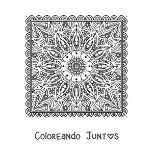 Imagen para colorear de mandala cuadrada