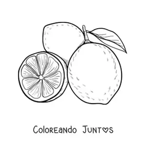 Imagen para colorear de dos limones enteros y medio limón