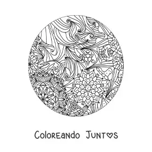Imagen para colorear de mandala circular estilo Zentangle