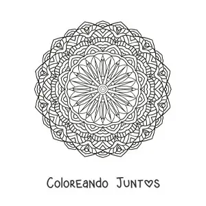 Imagen para colorear de mandala circular con flores