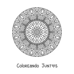 Imagen para colorear de mandala circular con corazones