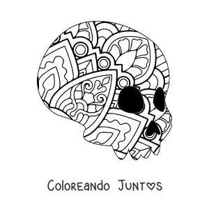 Imagen para colorear de mandala de calavera fácil