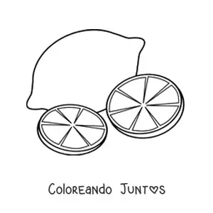 Imagen para colorear de un limón y dos rodajas de limón