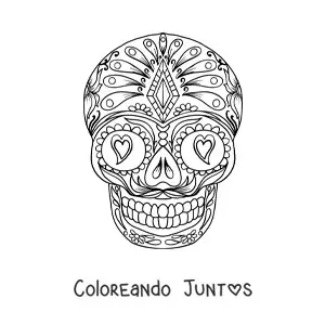 Imagen para colorear de mandala de calavera mexicana