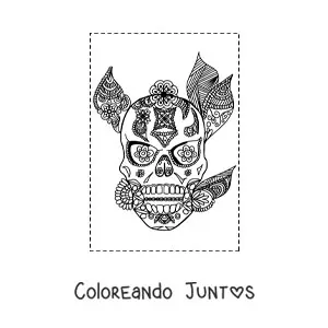 Imagen para colorear de mandala de calavera estilo Zentangle
