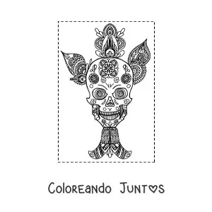 Imagen para colorear de mandala de calavera estilo Zentangle