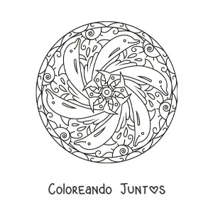 Imagen para colorear de mandala de delfines