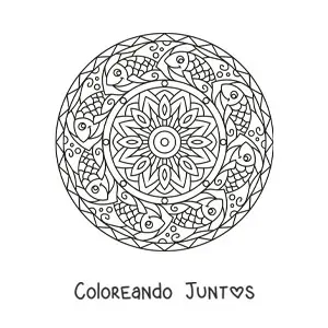 Imagen para colorear de mandala de peces