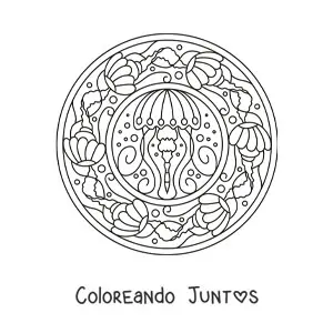 Imagen para colorear de mandala de medusa