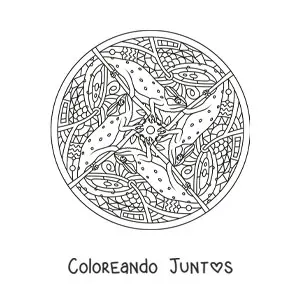 Imagen para colorear de mandala de iguanas