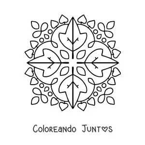 Imagen para colorear de mandala con hojas de otoño