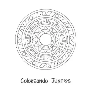 Imagen para colorear de mandala de flores y hojas
