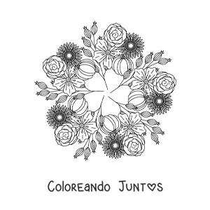 Imagen para colorear de mandala de flores