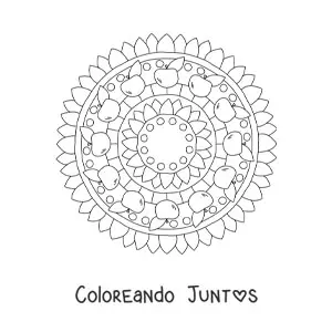 Imagen para colorear de mandala de manzanas