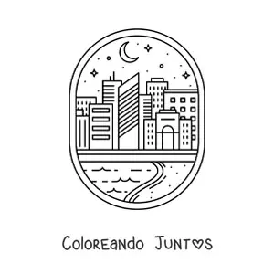 Imagen para colorear de ciudad con río