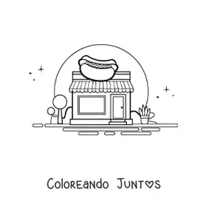 Imagen para colorear de tienda de hot dogs