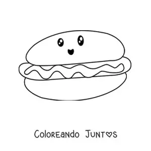 Imagen para colorear de hot dog kawaii