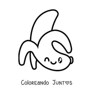 Imagen para colorear de una banana kawaii guiñando un ojo