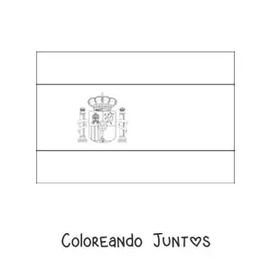 Imagen para colorear de la bandera de España horizontal con escudo detallado
