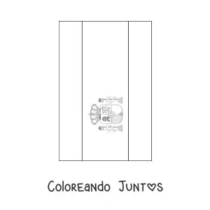 Imagen para colorear de la bandera de España vertical con escudo detallado