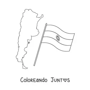 Imagen para colorear de la bandera de Argentina junto a un mapa