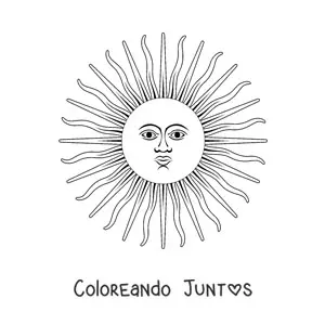 Imagen para colorear del sol de la bandera de Argentina