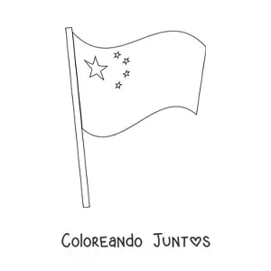 Imagen para colorear de la bandera de China ondeando en un asta