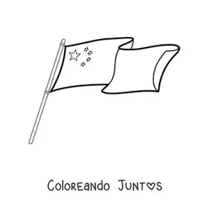 Imagen para colorear de la bandera de China en un asta
