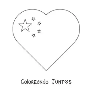 Imagen para colorear de emoji de corazón de la la bandera de China