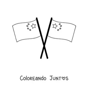 Imagen para colorear de dos la banderas de China