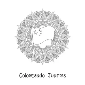 Imagen para colorear de la bandera de China con mandala