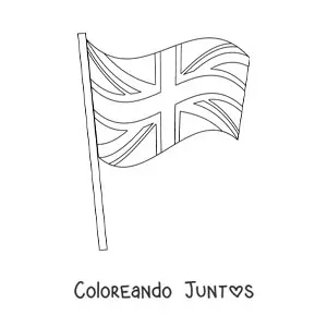 Imagen para colorear de la bandera del Reino Unido ondeando en un asta