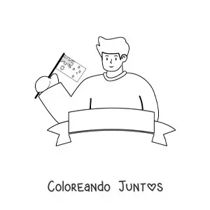 Imagen para colorear de un hombre sosteniendo la bandera de Australia