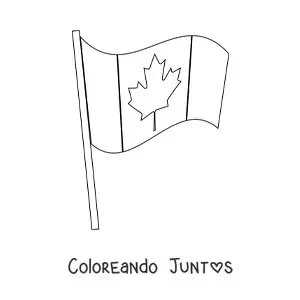 Imagen para colorear de la bandera de Canadá ondeando en un asta