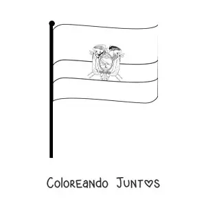 Imagen para colorear de la bandera de Ecuador en un asta