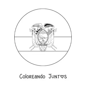 Imagen para colorear de la bandera de Ecuador en emoji redondo