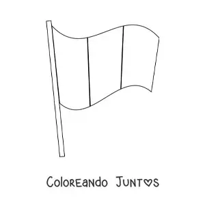 Imagen para colorear de la bandera de Francia ondeando en un asta