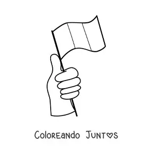 Imagen para colorear de una mano sosteniendo la bandera de Francia