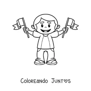 Imagen para colorear de niño con banderas de italia