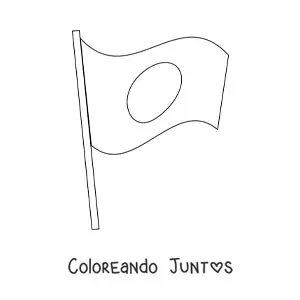 Imagen para colorear de bandera de japón ondeando en un asta