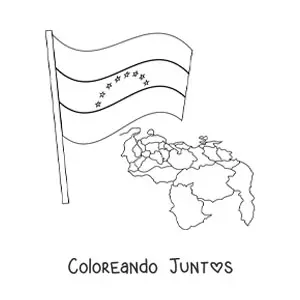 Imagen para colorear de bandera de venezuela con mapa