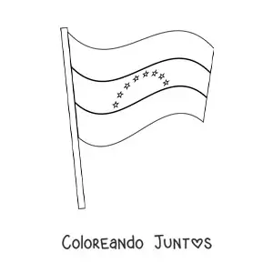 Imagen para colorear de bandera de venezuela ondeando en un asta